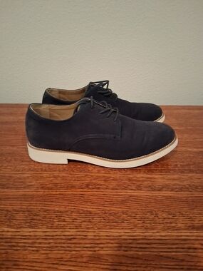 Club Room Navy Suede Derby with White Sole